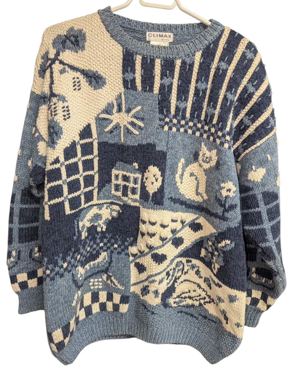 Vintage Climax by Sacha Cat Cottage Novelty Knit Sweater Small